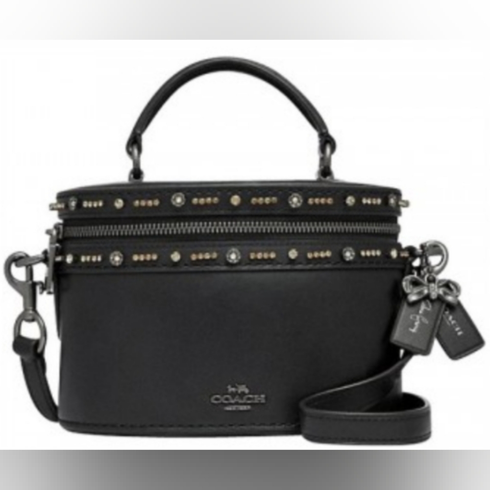 Coach Black Selena Gomez Trail Bag with Studded Accents
